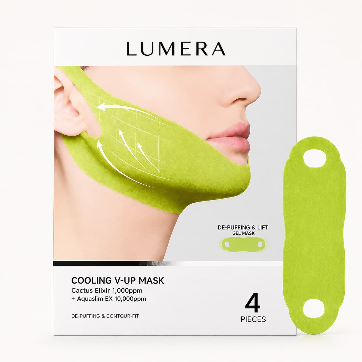 4PCS/Box Cactus V-Shaped Firming Lifting Mask Collagen Hydrating Moisturizing Gel Patches for Double Chin Cheek Care Mask