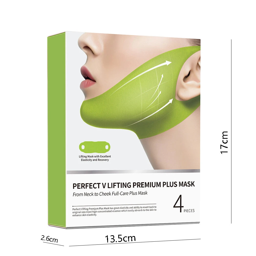 4PCS/Box Cactus V-Shaped Firming Lifting Mask Collagen Hydrating Moisturizing Gel Patches for Double Chin Cheek Care Mask