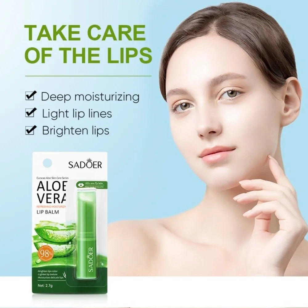 New Nourishing Lip Aloe Balm Long Lasting Hydrating Makeup Lipstick Primer Vaseline Vitamins Moisturizing Lip Balm Lip Care
