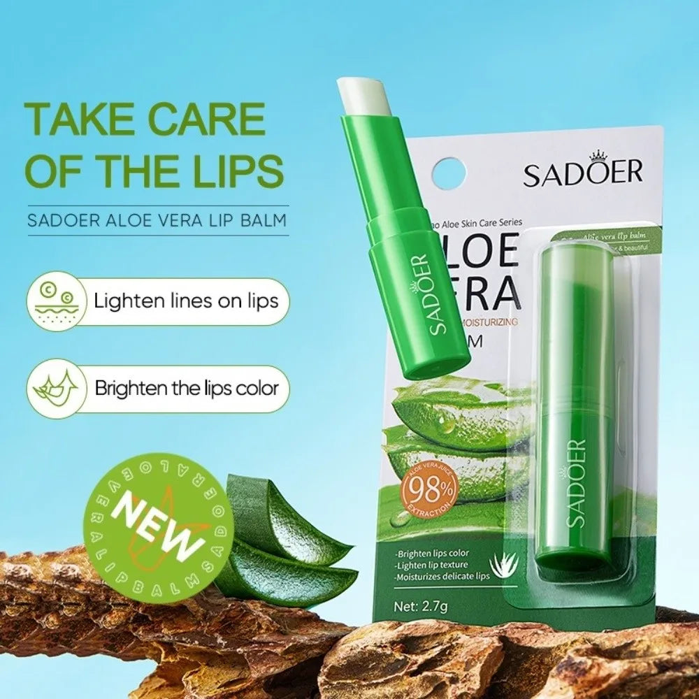 New Nourishing Lip Aloe Balm Long Lasting Hydrating Makeup Lipstick Primer Vaseline Vitamins Moisturizing Lip Balm Lip Care