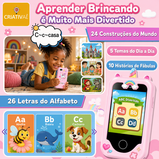 Summervibes Kids Smart Phone, Touchscreen HD Dual Camera Cell Phone for Kids, Travel Toy Preschool Learning Education Toy,Children's day and Christmas Birthday Gifts for Girls Boys 3-9, Mp3 Player, Games,with 8GB Card